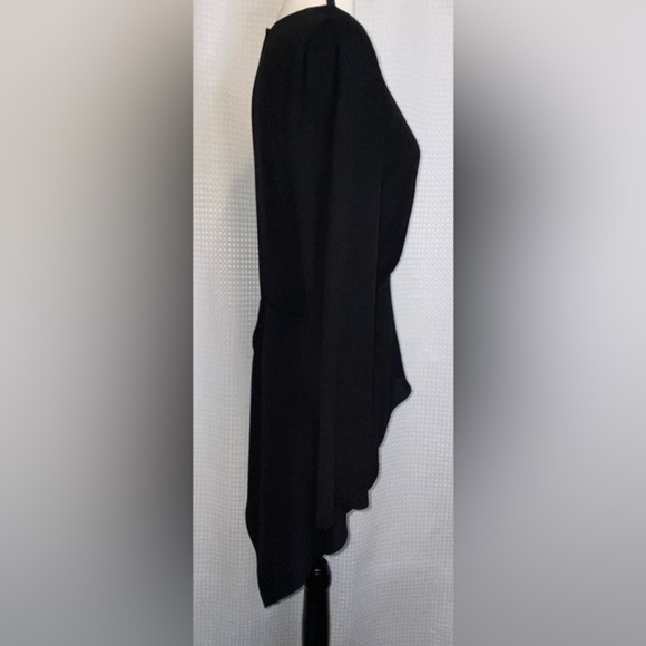 Women’s BCBG asymmetric‎ chic black semi sheer long sleeved blouse size small - Picture 10 of 13